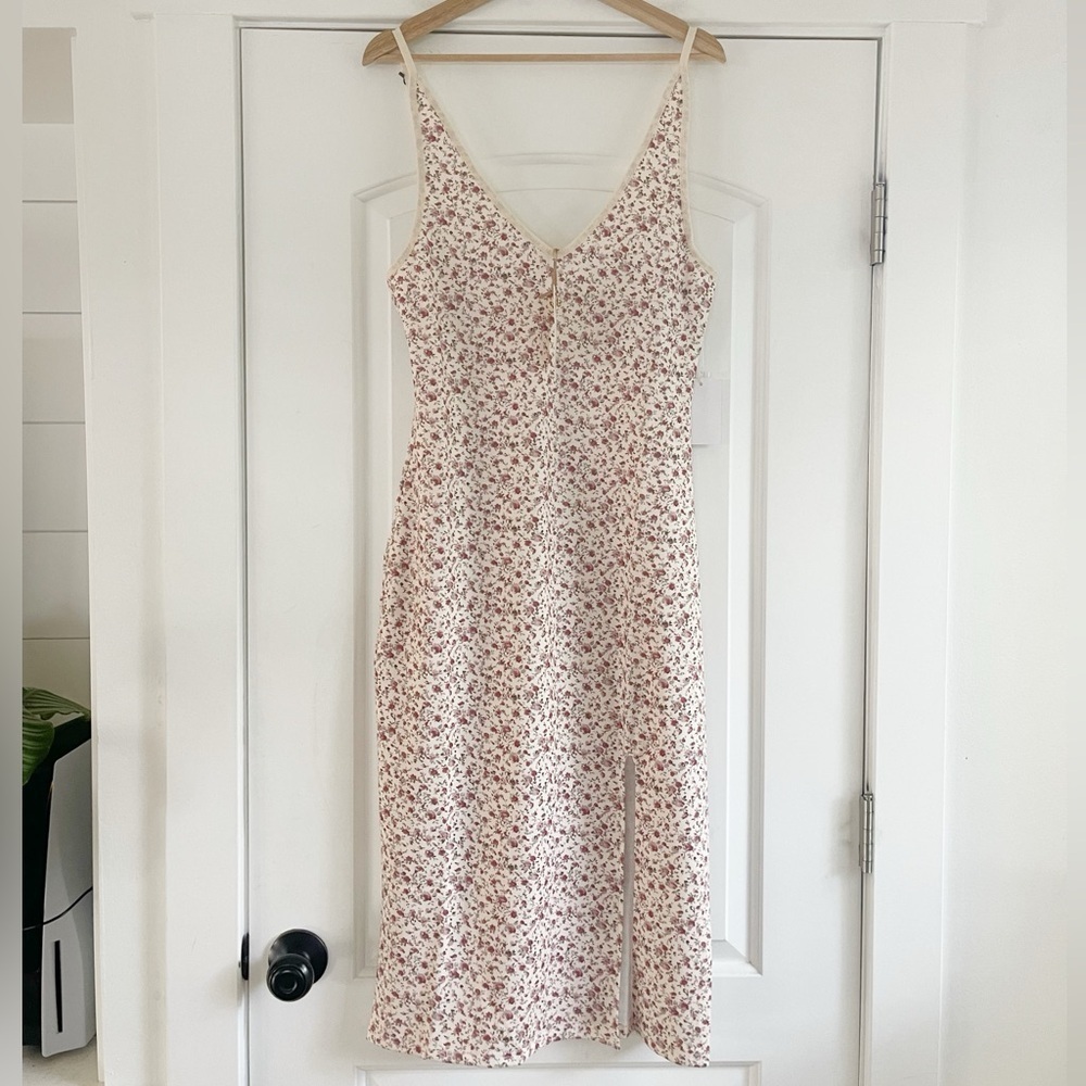 Joyfolie Vivian Slip Dress Neutral Mini Floral - L